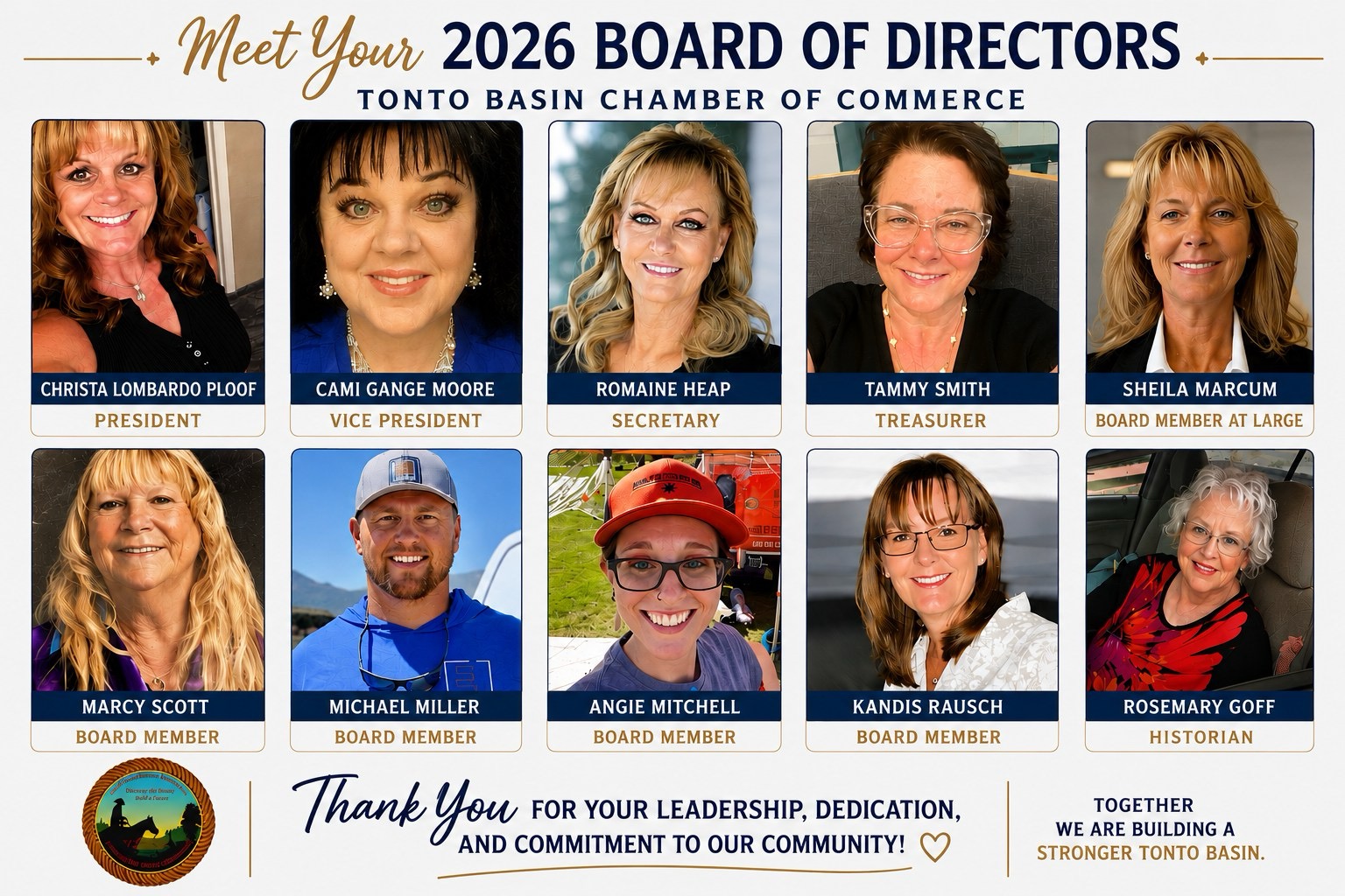 Tonto Basin Chamber of Commerce 2026 Board of Directors